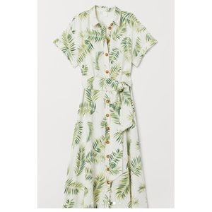 H&M leaf print midi dress